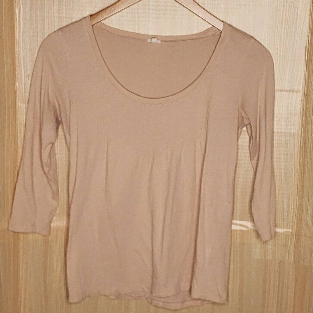 J. Crew Womens Nude Thin Knit 3/4 Sleeve Top Small